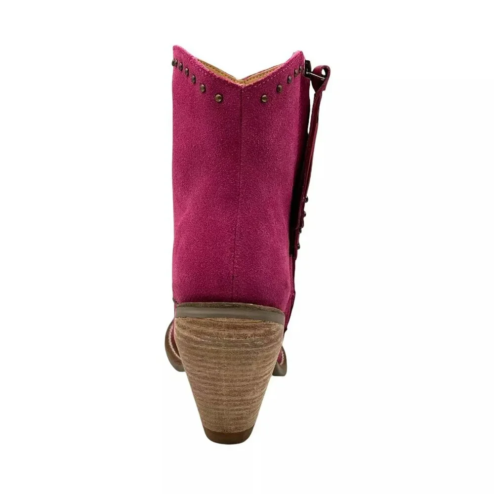 Dingo Classy N Sassy Women's Western Boot Size 8.5 Fuchsia Suede Upper Side Zip - Picture 6 of 13